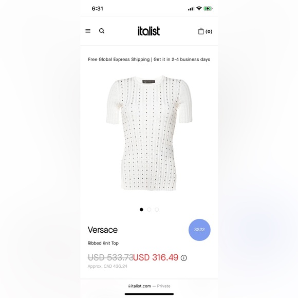 Versace Ribbed Knit Top with Studs Size EU 38 / 160 Authentic - Picture 1 of 16